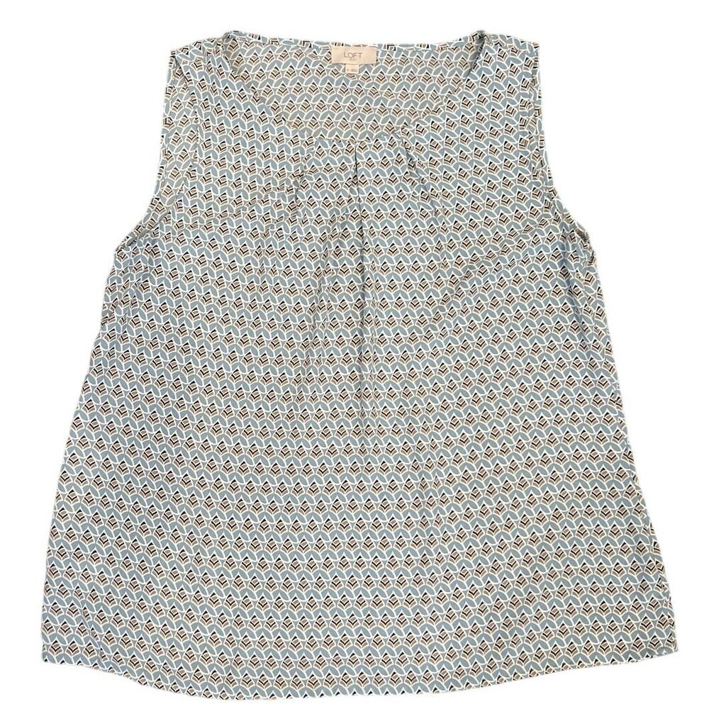 LOFT Blue and White Patterned Blouse